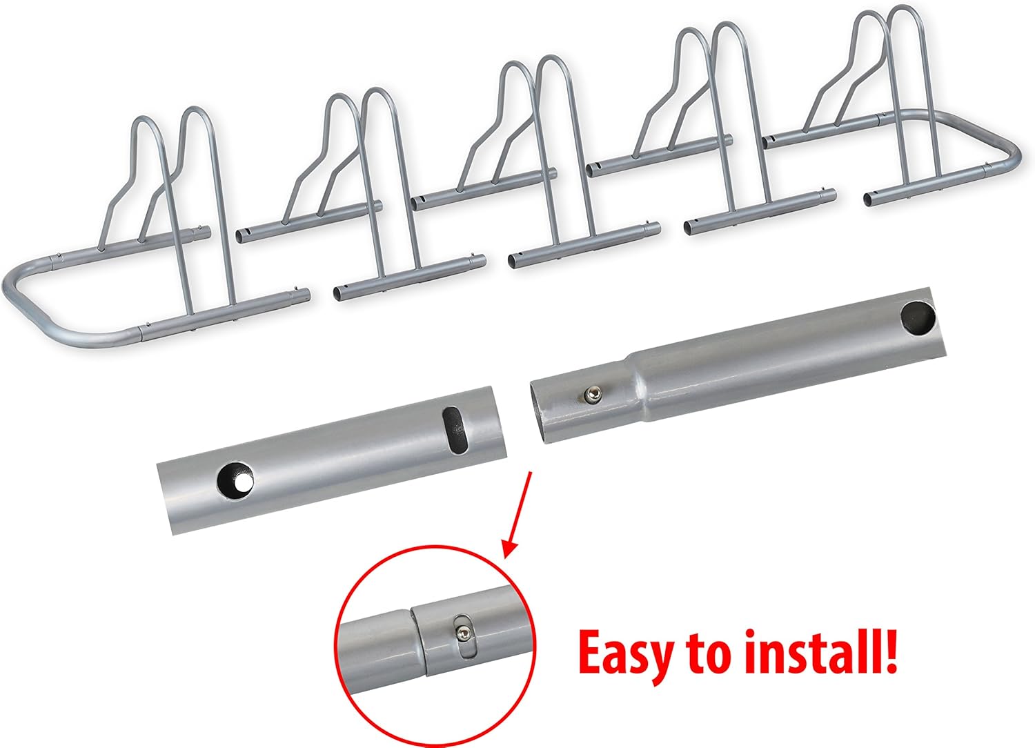 Simple Houseware 5 Bike Bicycle Floor Parking Adjustable Storage Stand, Silver : Sports & Outdoors