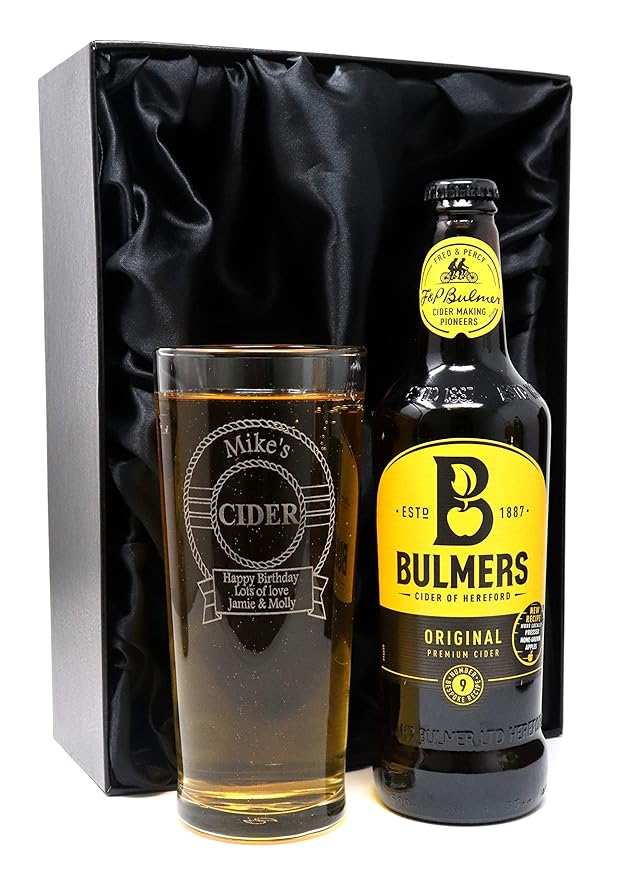 Engraved/Personalised *Cider Design* New Pint Glass & Bottle of Cider