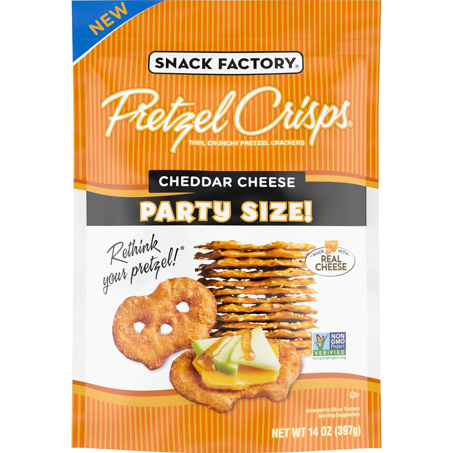 Snack Factory Pretzel Crisps, Cheddar Cheese, Large Party