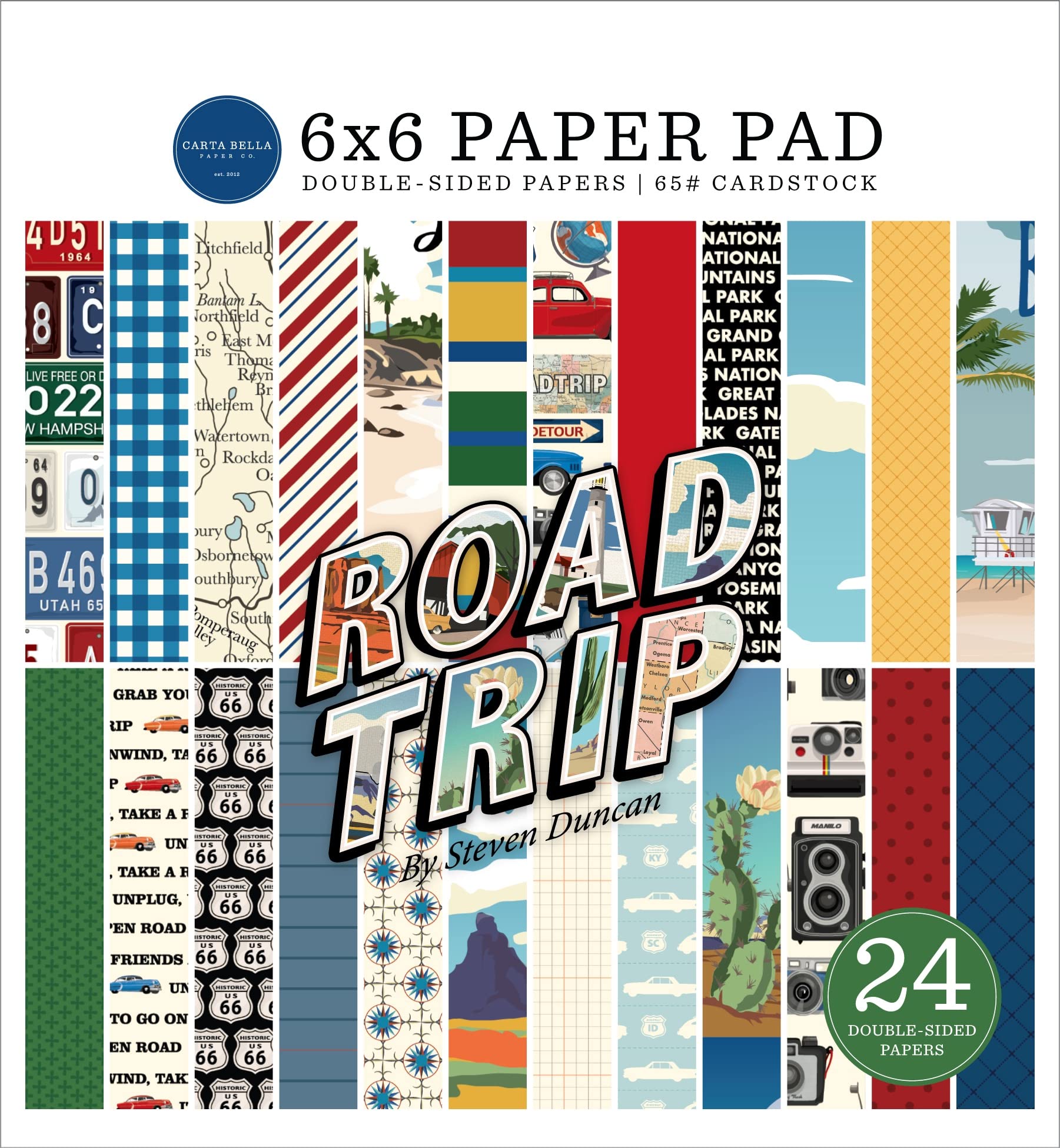 Carta Bella Double-Sided Paper Pad 6"X6" 24/Pkg-Road Trip -RT151023