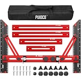 Stair Tread Template Tool with Triangular Brace and Edge Flip Stops | Stair Measuring Tool 12-67 in Solid Aluminum Alloy Stair Tread Jig for Accurately Measuring Stairs (Red)