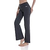 Iwing Women's Bootcut High Waisted Yoga Pants, Regular/Tall/Petite Bootleg Flared Workout Cotton Pants Tummy Control