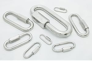 BURHAN INDUSTRIAL SUPPLY CO Type 316 Stainless Steel Quick Link With Large Opening Jaw (Stainless Steel, 1/8" diameter, jaw opening 3/8", Work load limit 440 lbs PACK SIZE 3)