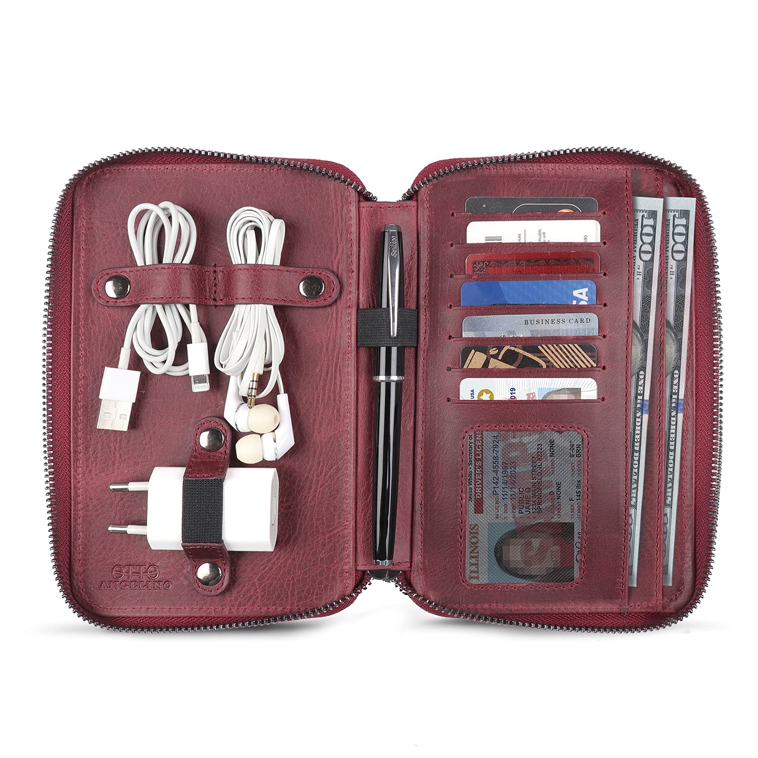 Otto Angelino - OTTANA Genuine Leather Handbag – Unisex (Damson)