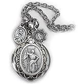 St. Joan of Arc Locket Necklace, Catholic Charm Jewelry, Confirmation Gift, Patron Saint Gift
