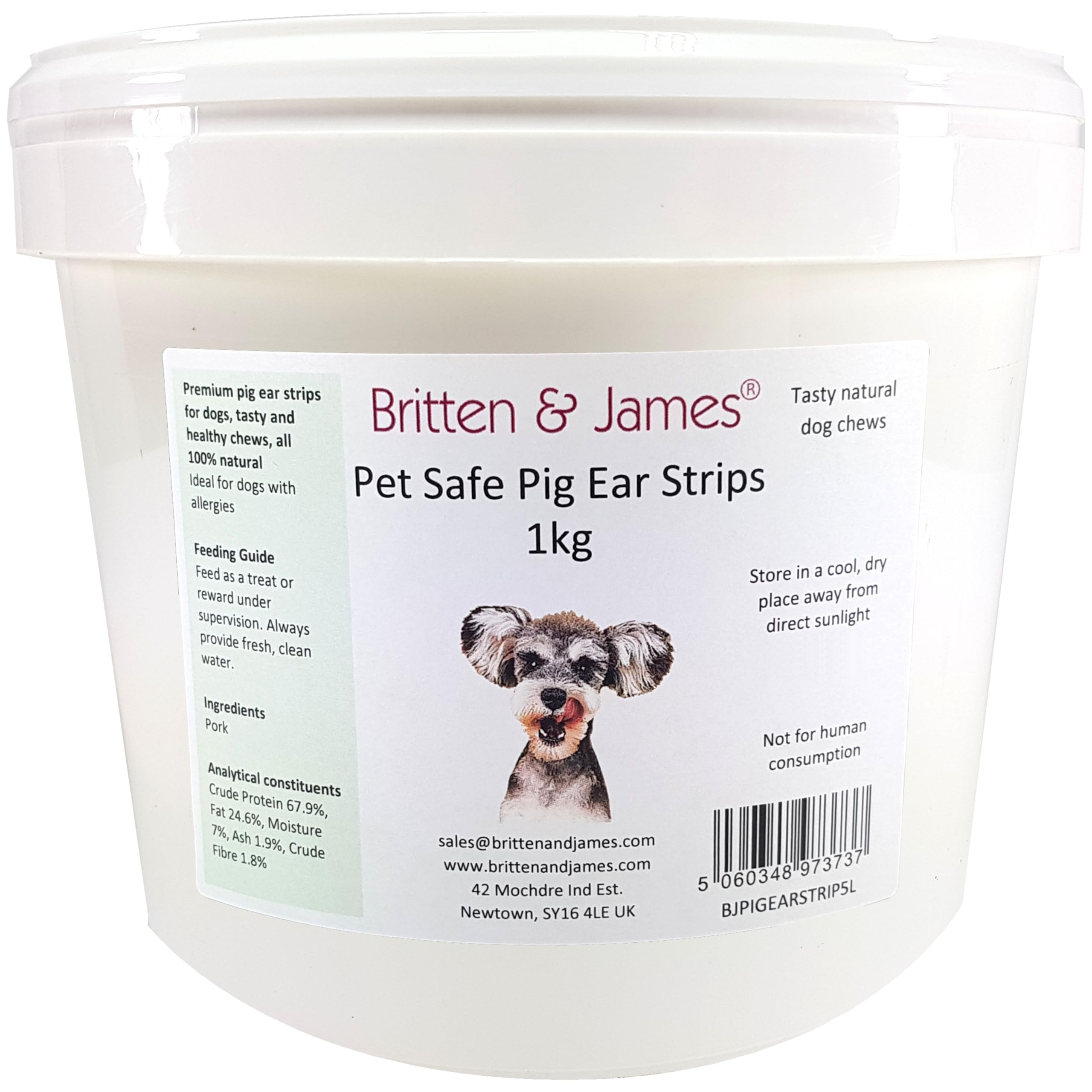 Britten & James Pig Ear Strips for Dogs (500g tub). A 100% Natural Healthy Dog Chew Treat