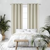 Deconovo Door Curtains 52x84 Thermal Insulated Eyelet Room Darkening Beige Pair view 4