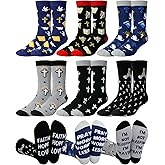 Shihanee 6 Pairs Christian Socks for Men Novelty Religious Jesus Crew Sock Pastor Appreciation Gifts Valentine's Day Gifts