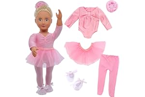 SAIBURAZ 18" Doll Clothes Ballet Ballerina Outfits 5pcs Dance Dress for American OG18 Inch Doll Accessories Sets Girl Doll Clothes Gifts