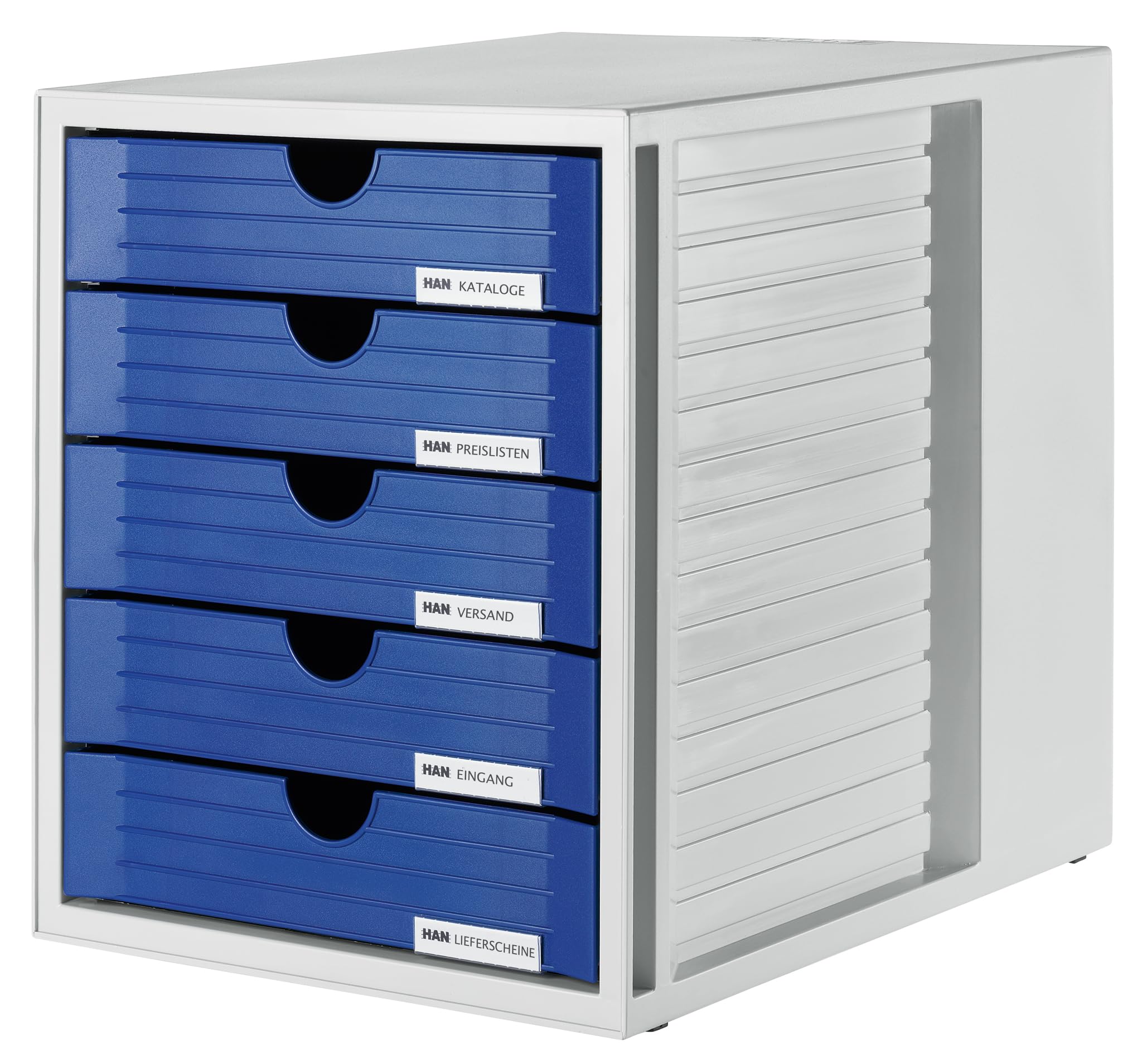 HAN 1450-14, SYSTEMBOX drawer set. Innovative, attractive design with 5 closed drawers, light-grey-blue