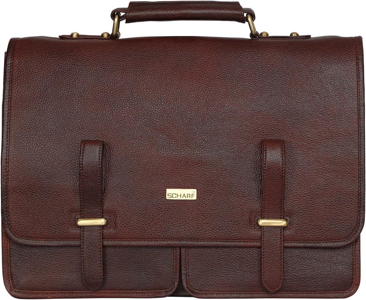 SCHARF Philip Tomas-Raise The Bag 17" Leather Laptop - Macbook Shoulder Crossbody Messenger Briefcase Bags.
