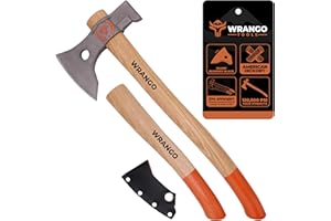 Wrango Tools - Titanium Camping Axe - 18" & 11.5" Wood Hickory Handles - Tomahawk Axe Hammer End - 2-Piece Slip-Fit Design - Includes Blade Sheath and 2 Handles - Survival Axe