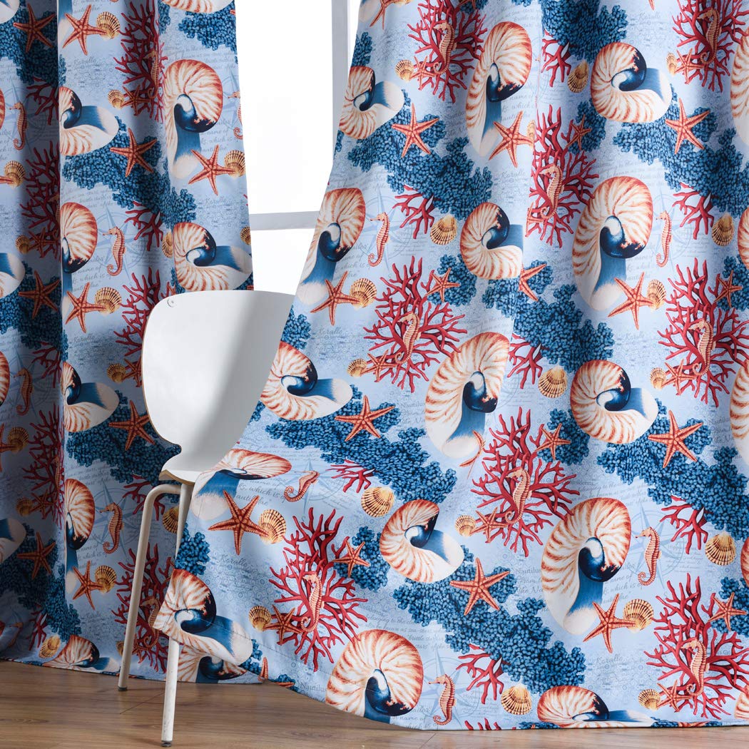 Best ocean blue blackout living room curtains