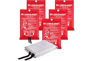 wucgea Fire Blanket for Home and Kitchen - 5 Pack Fiberglass Reusable Fire Blankets Suppression Emergency for School Fireplace Grill Car Office Garage Welding Warehouse Safety 3.3ft x 3.3ft