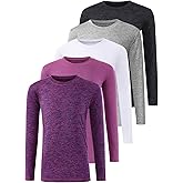 Orrstarry 5 Pack: Youth Girls Long Sleeve Shirts Dry Fit Athletic T-Shirts Soft Active Performance Tees Tops for Kids Teens