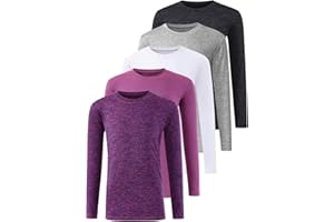 Orrstarry 5 Pack: Youth Girls Long Sleeve Shirts Dry Fit Athletic T-Shirts Soft Active Performance Tees Tops for Kids Teens