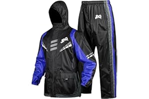 J.A.G. Motorcycle Rain Suit for Men & Women - 2 Pieces Waterproof Rain Jacket & Pants | Reflective Rain Coat with Hoodie