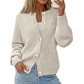 PRETTYGARDEN Women's Chunky Knit Button Up Cardigan Sweaters Outerwear | Long Sleeve Open Front Cute Sweater, Soft Cozy Loose