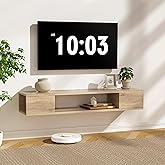 GHC Floating TV Stand, Wall Mounted Entertainment Center and Cabinet Shelf, TV Console with Storage, Media Console for DVD Player, Space-Saving Under TV Shelf for Living Room (Natural Oak)