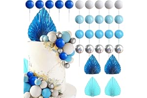 ROARING GOOD TIME Blue Cake Decoration Blue Silver Balls Cake Topper Baby Shower Cake Decoration for Wedding Bridal Shower Birthday