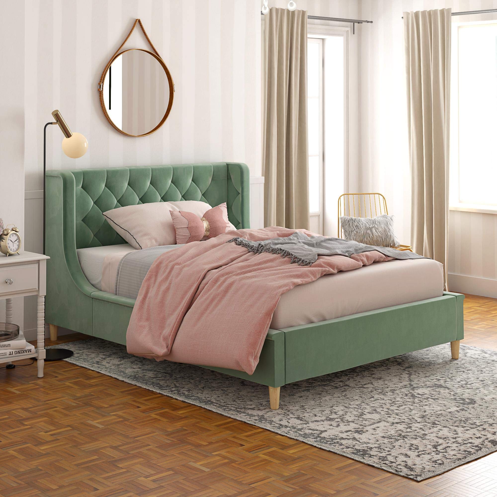 Photo 1 of *Partial Set* Little Seeds Monarch Hill Ambrosia Teal Full Size Upholstered Bed, Box 1/2