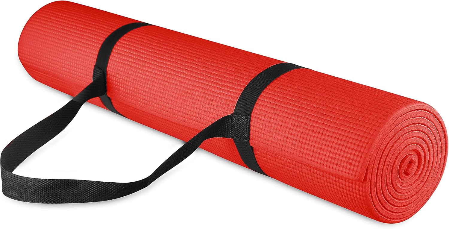 BalanceFrom GoYoga All Purpose High Density Non-Slip Exercise Yoga Mat with Carrying Strap, 1/4", Black : Sports & Outdoors