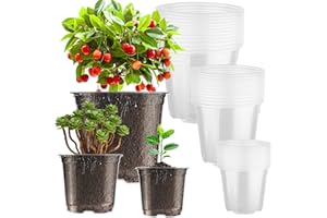 36 Pack Clear Nursery Pots 5/6/7inch Transparent Plastic Plant Pots with Drainage Holes, See Through Seedling Planter for Sta
