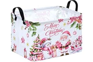 VAIVUSTO Christmas Basket for Gifts Nursery Hamper Collapsible Waterproof Storage Bin Kids Toy Box Book Shelf Basket Xmas Party Decor
