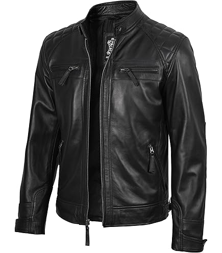Amazon.com: Wilda Men's Black Bomber Cowhide Leather Jacket