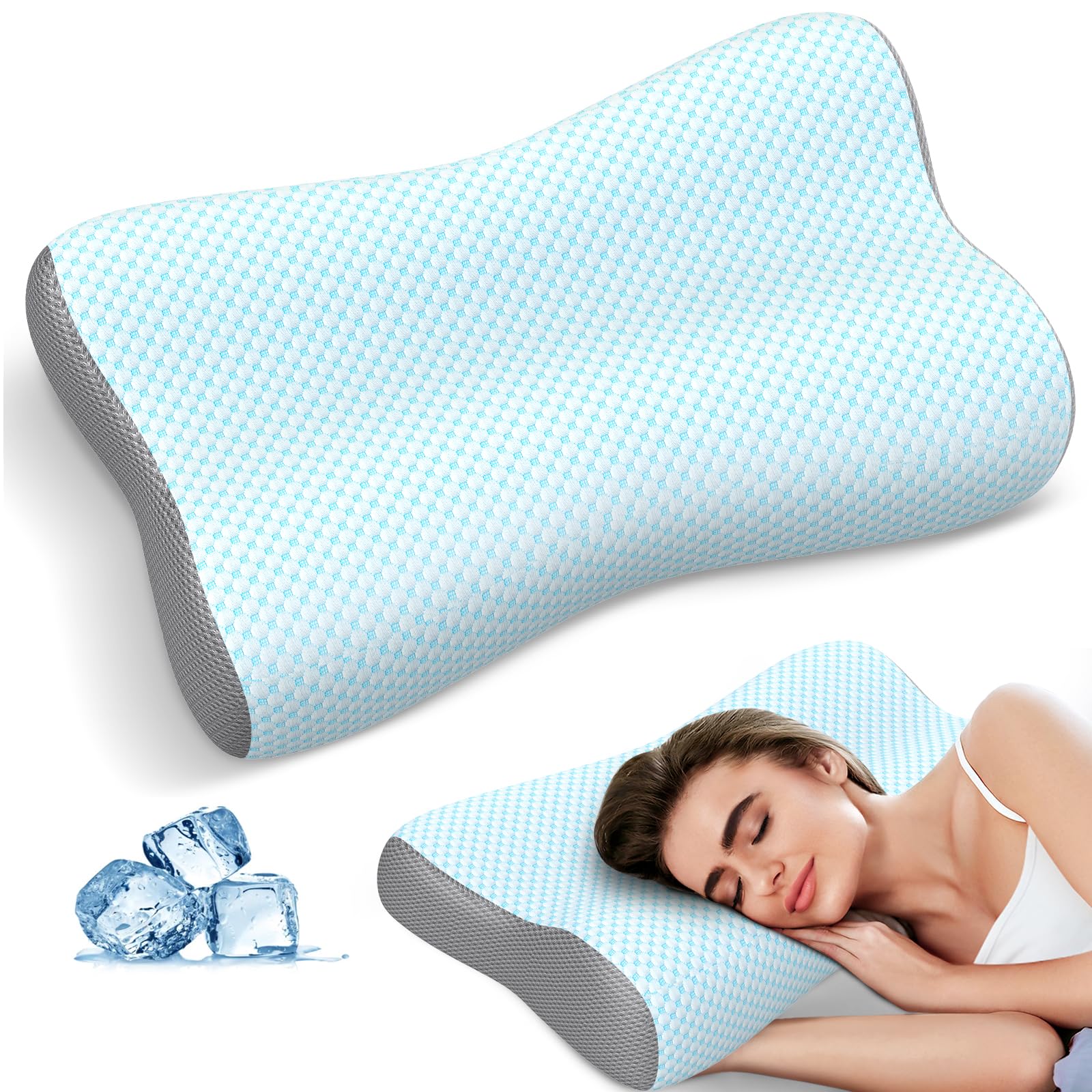 Photo 1 of Cervical Neck Pillow for Pain Relief, Contour Memory Foam Pillows for Sleeping, Ergonomic Pillow Orthopedic Cooling Pillow Bed Pillow Neck Support for Side Back Stomach Sleepers