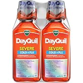 Vicks DayQuil Severe Cold &amp; Flu Liquid Medicine, Daytime Relief for Headache, Fever, Sore Throat, Minor Aches &amp; Pains, Chest Congestion, Stuffy Nose, Nasal Congestion, Sinus Pressure, &amp; Cough, 2x12oz