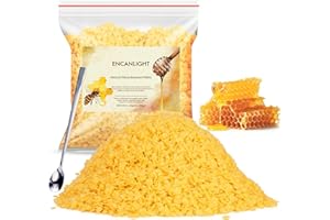 ENCANLIGHT Beeswax Pellets, 5LB Organic Yellow Bees Wax Pastilles - Food Grade & Triple Filtered for Skin Care, Lotions, Candle Making, Lip Balm, Body Creams and Soap Making
