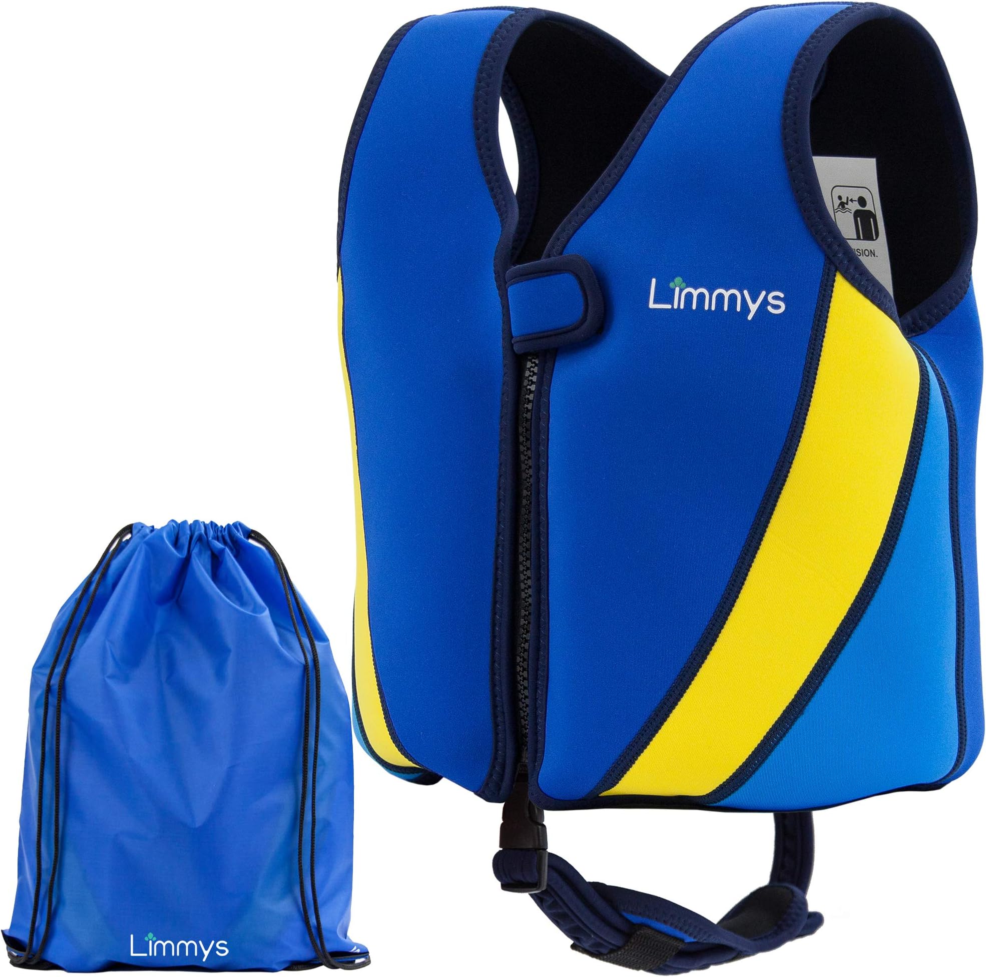 Limmys Premium Neoprene Swim Vest for Children, Ideal Buoyancy Swimming Aid for Boys and Girls, Bonus Drawstring Bag Included