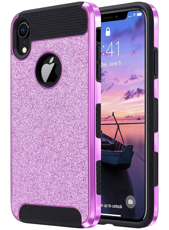 ULAK iPhone XR Case, Luxury Glitter 2 in 1 Dual Layer Slim