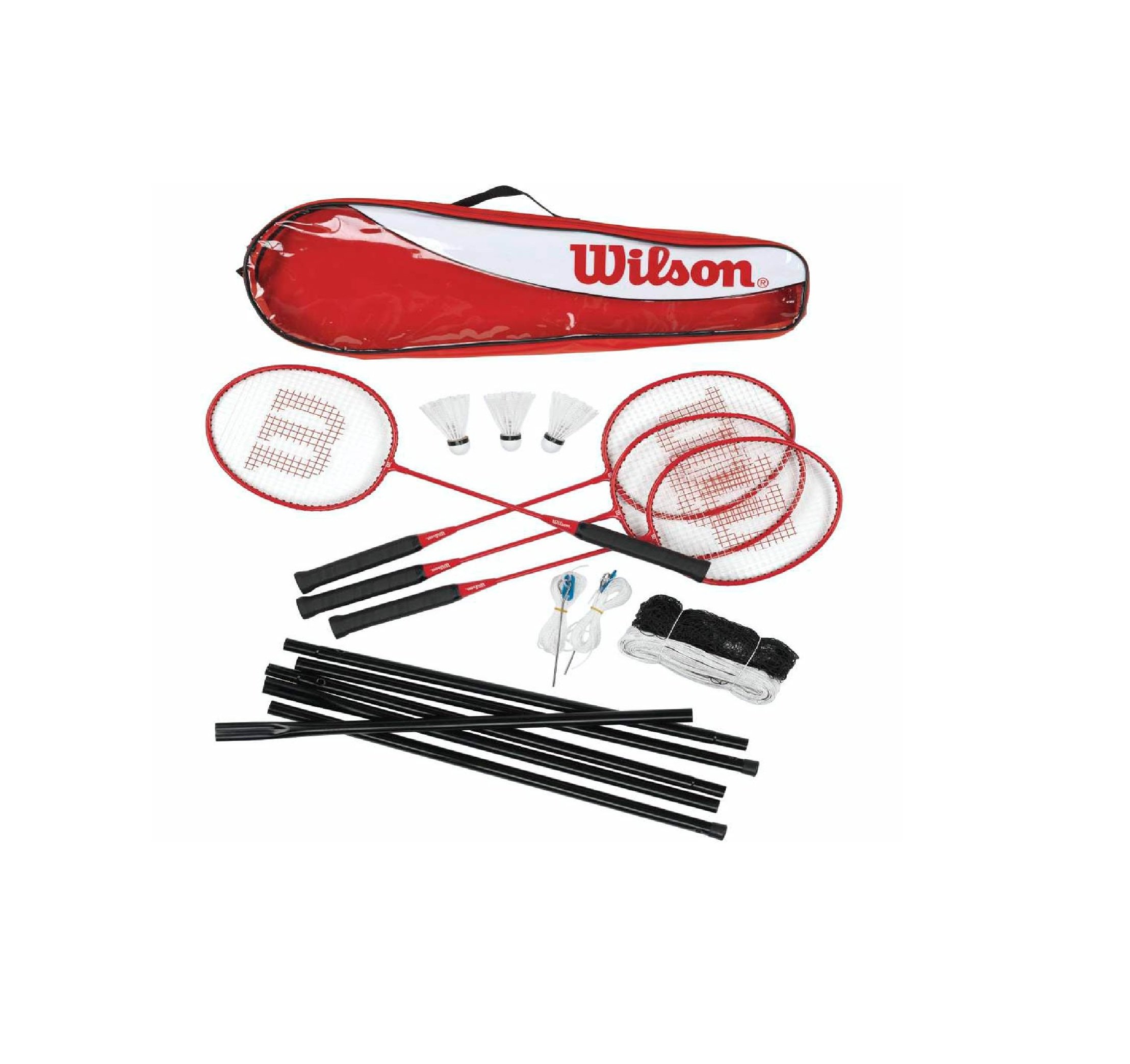 Wilson Tour 4 Racket Badminton Set With Net, Post & Shuttles
