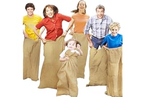CWLAKON 6 Pack Large Burlap Potato Sack Race Bags for Kids Adults, Field Day Family Reunion 4th of July Easter Halloween Game, Outdoor Camping Picnic Birthday Party Outside Yard Lawn Carnival Games