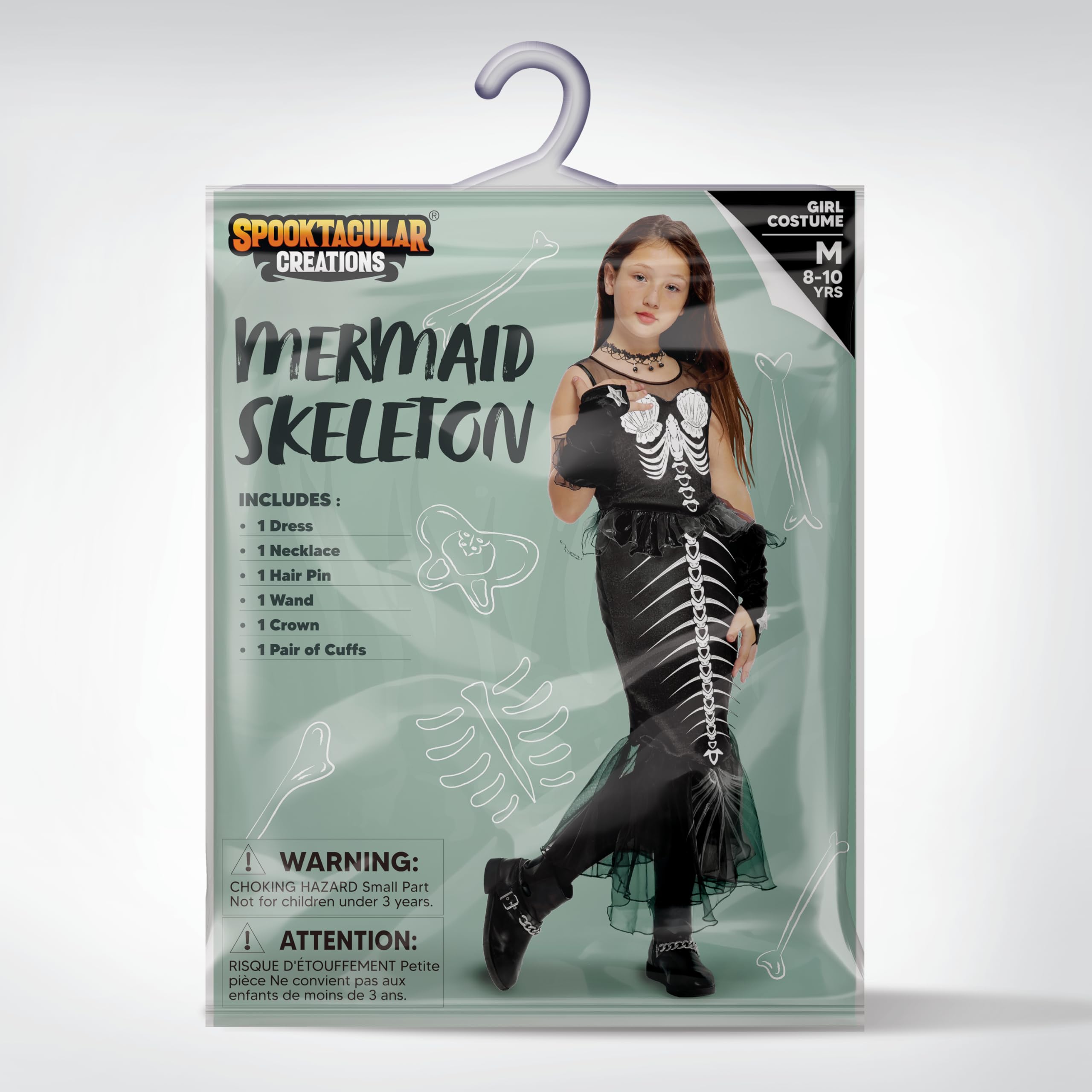 Spooktacular Creations Child Girl Mermaid Skeleton costume, Mermeid Costume for Girls Halloween Dress Up Parties