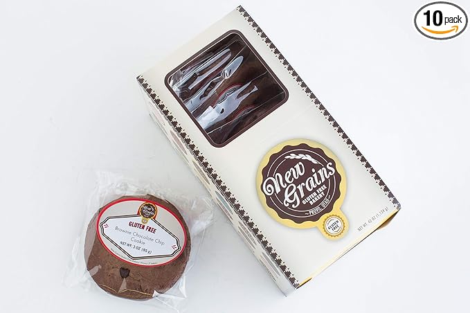 Amazon Com New Grains Gluten Free Brownie Cookies With Chocolate Chips 10 Pack Grocery Gourmet Food