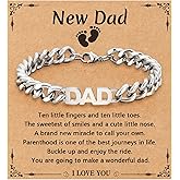 ESPVO Bracelet for Dad/New Dad/Daddy/Papa/Stepdad/Son, Birthday Gifts Stainless Steel Cuban Chain Jewelry for Men 8.2 Inches