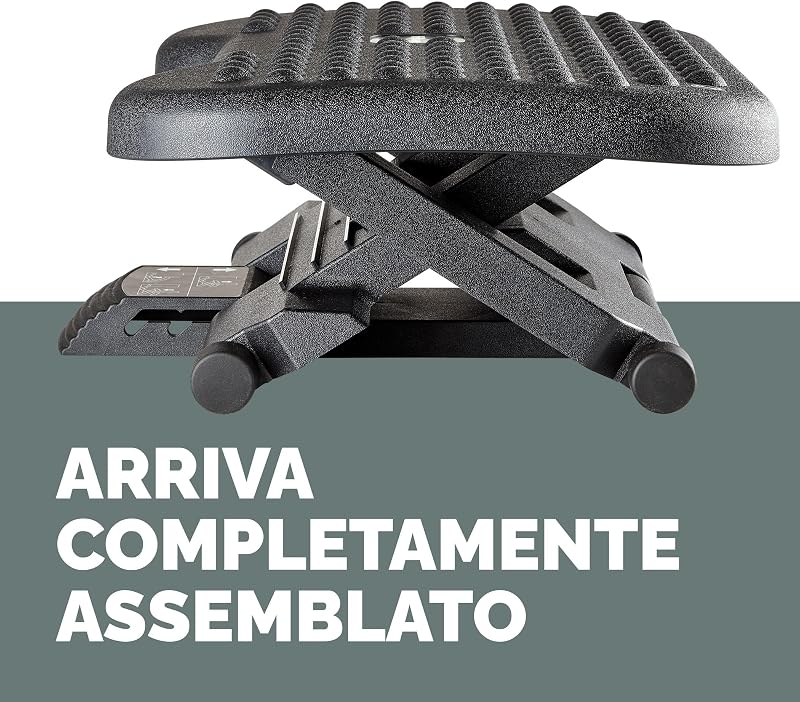 Everyday Plus Poggiapiedi ergonomico con base antiscivolo - Poggiapiedi da scrivania - Sgabello poggiapiedi per ufficio e casa - Nero