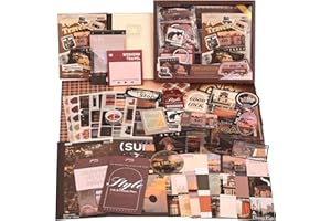 PAGEMORE Scrapbooking Supplies Kit, Aesthetic Daily Life Travel Scrapbook Kit for Bullet Junk Journal, Stationery, A6 Grid Notebook,DIY Journaling Supplies, Birthday Craft Gift for Women Teen Girl Kid