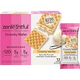 Zenlightful Creamy Vanilla Keto Wafer Cookies - No Added Sugar - 12 Count | Low Carb (5g Net Carbs), No Sugar Added (2g total), High Fiber &ndash; European Craftsmanship, Decadent &amp; Crunchy Healthy Snacks