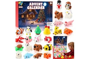 ENJOYJOY Christmas Advent Calendar 2025 With Mini 3D Printed Toys Advent Calendars for Kids Boys Girls Articulated Flexible Fidget Gifts Christmas Countdown Calendar Party Favors, Including Dragons, Elk, Rabbit, Turtle, Frog, Etc