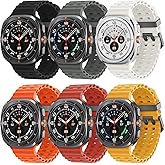 6 Pack Marine Silicone Band for Samsung Galaxy Watch Ultra Bands 47mm Men/Women,Waterproof Soft Sport Strap Compatible with Samsung Watch Ultra Band for Men/Women Breathable Replacement Correa Reloj