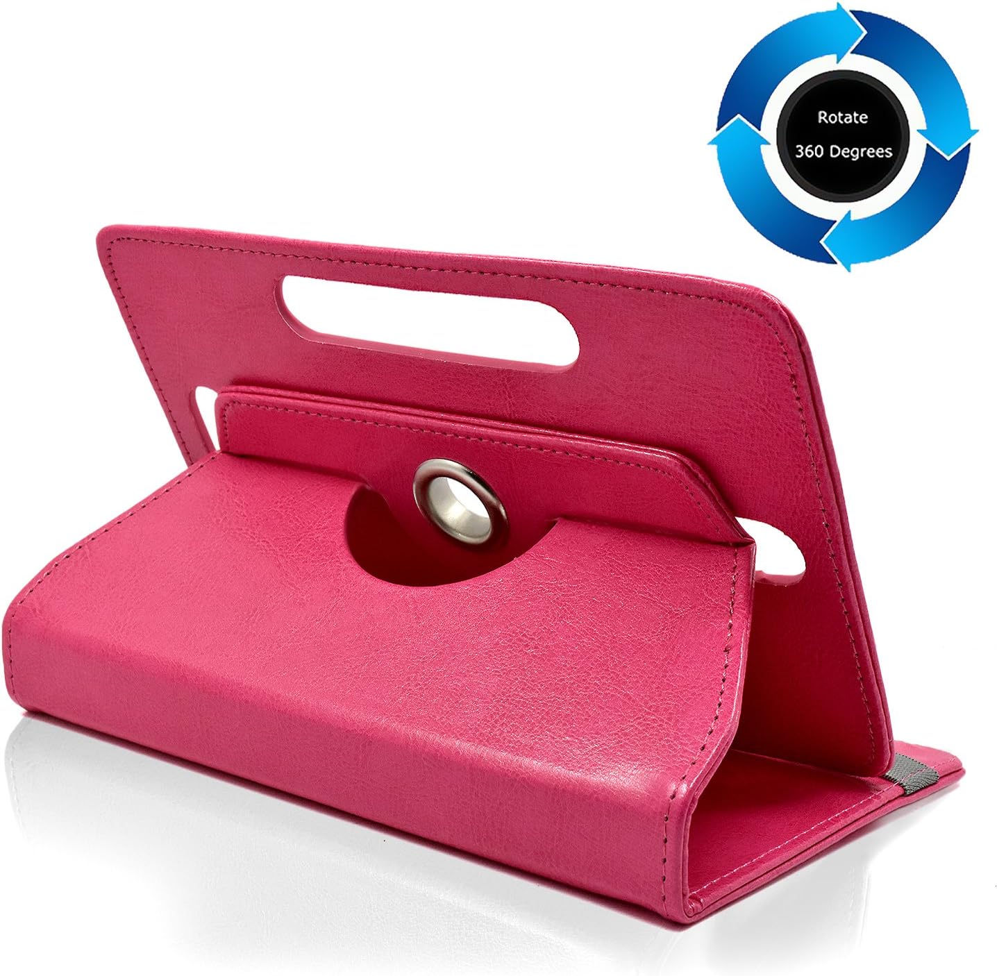 NEM Universal Folio Case for 8 inch Tablet, Leather Stand Protective Case Cover for 8" Touchscreen Tablet with Multi-Angle Stand for iPad Samsung Tab Kindle Fire-Pink