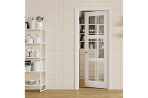 Lakenyon French Door, 32" x 80", 3-Lite Clear Glass, Prehung Interior Door, Right-Handed, White MDF with Door Jamb & Hardware Kit