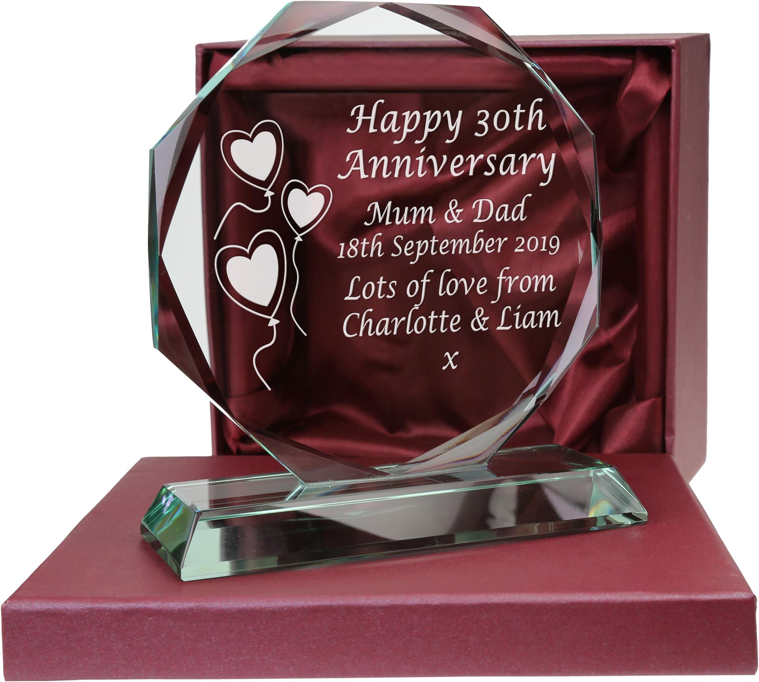 De WaldenDe Walden 30th Pearl Wedding Anniversary Personalised Engraved Presentation Cut Glass 30 Years Gift