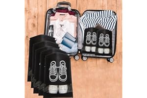 10-Pack Travel Shoe Storage Bags, Non-Woven Dustproof Shoe Organizers with Drawstring Closure, Transparent Window and White S