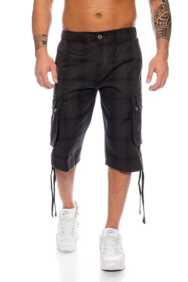 Raff&Taff Herren Bermuda Cargo Shorts Freizeithose Sportshorts Caprihose Capri Badeshorts bis 6XL Black Shorts