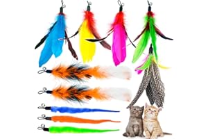 Cat Feather Toys Refills Cat Wand Replacement Feathers, 10 PCS Feather Cat Toy Refills, Cat Wand Attachments Feathers Worms f